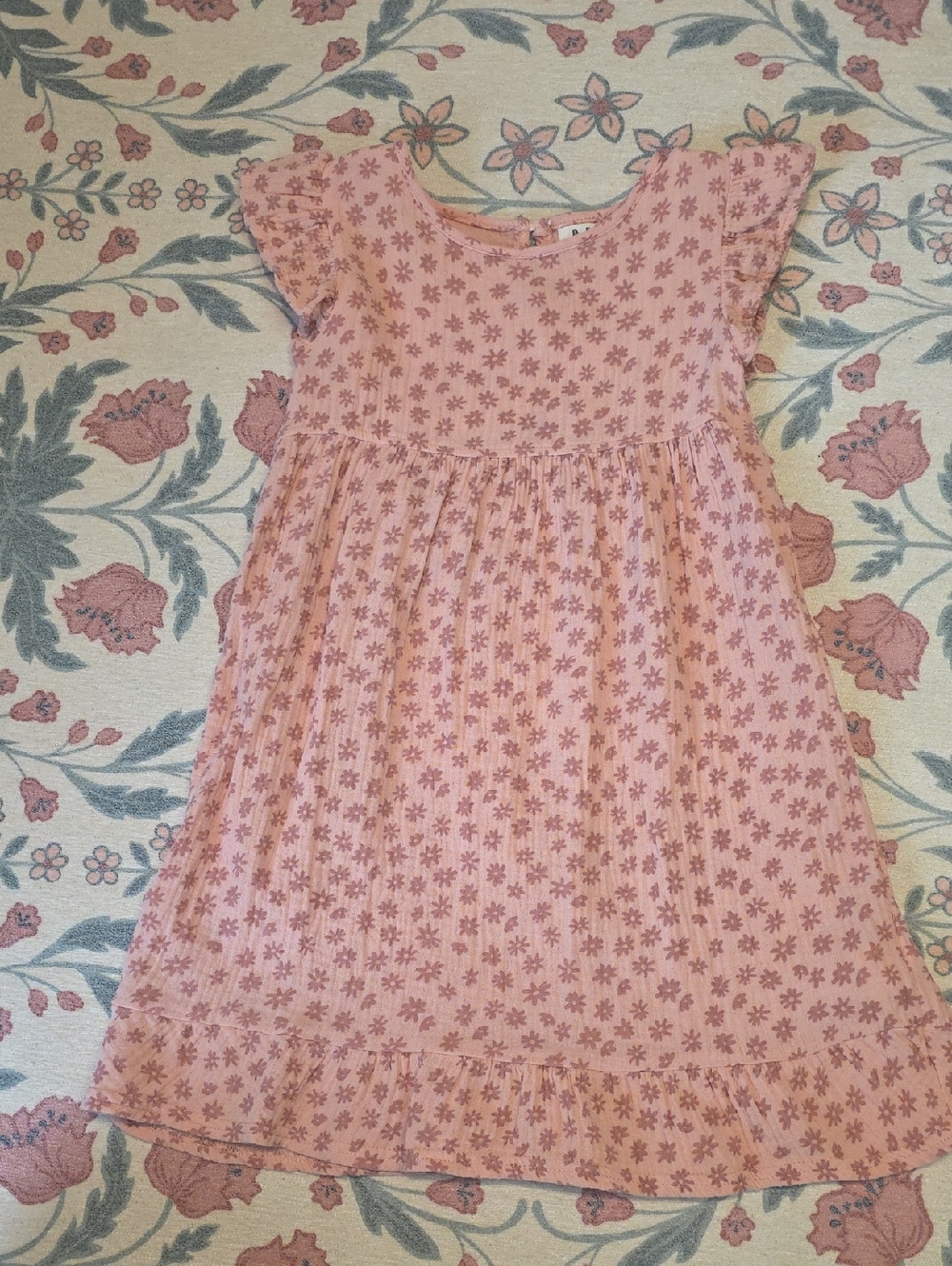Girls' Pink Floral Cotton Dress